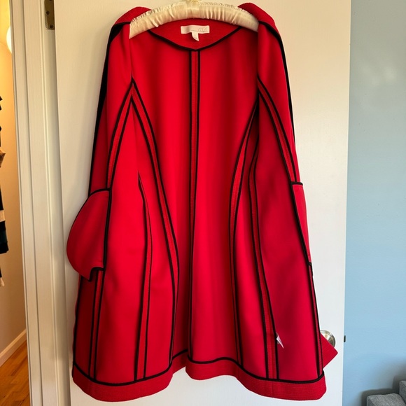EUC Emerson Rose Ruffle Sleeve Long Jacket red Xmas Christmas holidays long coat - Picture 12 of 15